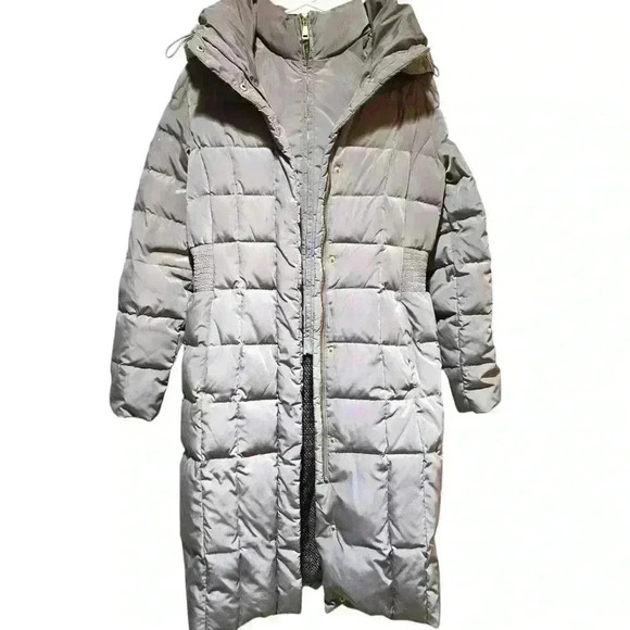 Cole Haan Signature Hooded Taffeta Down Puffer Light Gray Size Small #057 - Picture 2 of 11